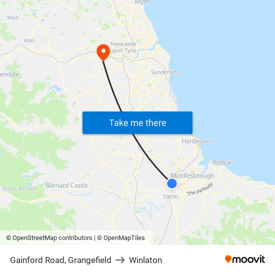 Gainford Road, Grangefield to Winlaton map