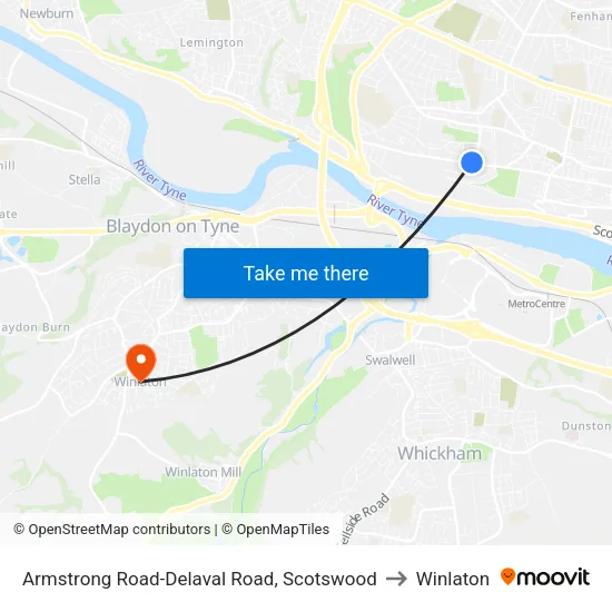 Armstrong Road-Delaval Road, Scotswood to Winlaton map