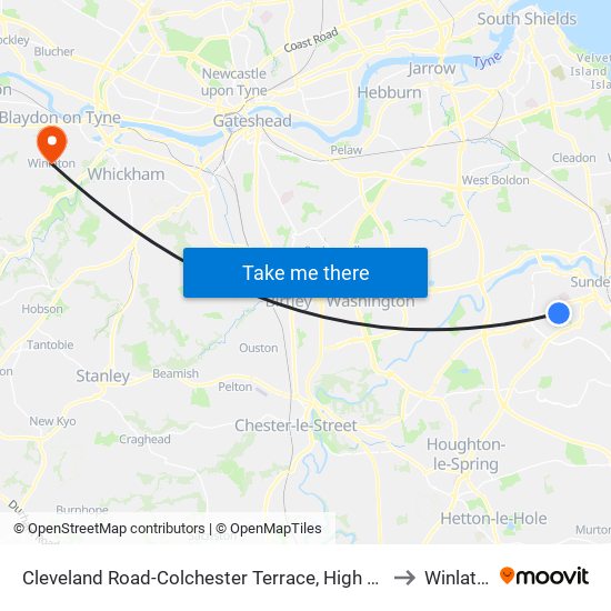 Cleveland Road-Colchester Terrace, High Barnes to Winlaton map