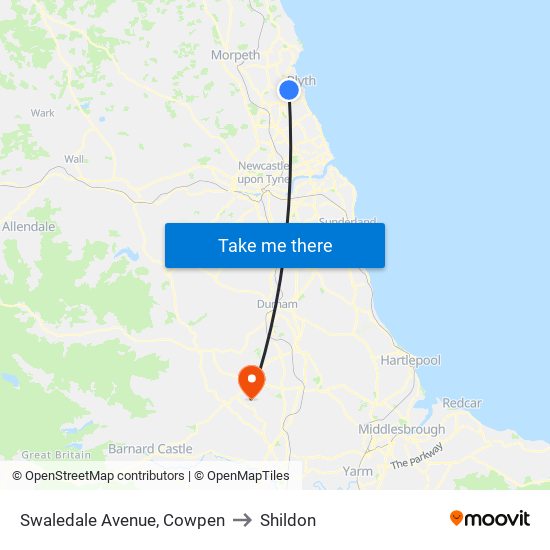 Swaledale Avenue, Cowpen to Shildon map