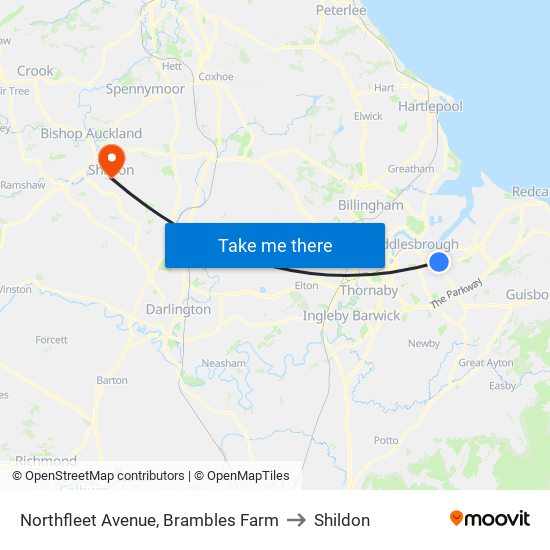 Northfleet Avenue, Brambles Farm to Shildon map