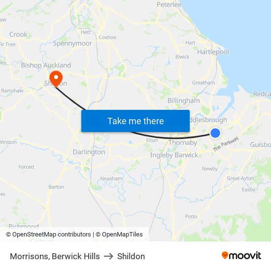 Morrisons, Berwick Hills to Shildon map