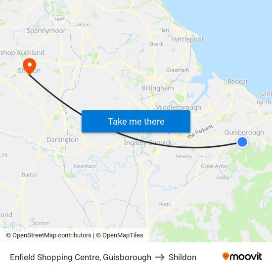 Enfield Shopping Centre, Guisborough to Shildon map