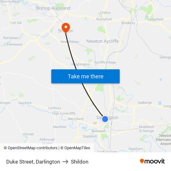 Duke Street, Darlington to Shildon map