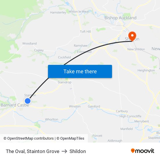 The Oval, Stainton Grove to Shildon map