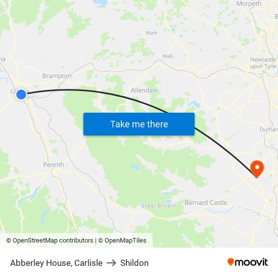 Abberley House, Carlisle to Shildon map