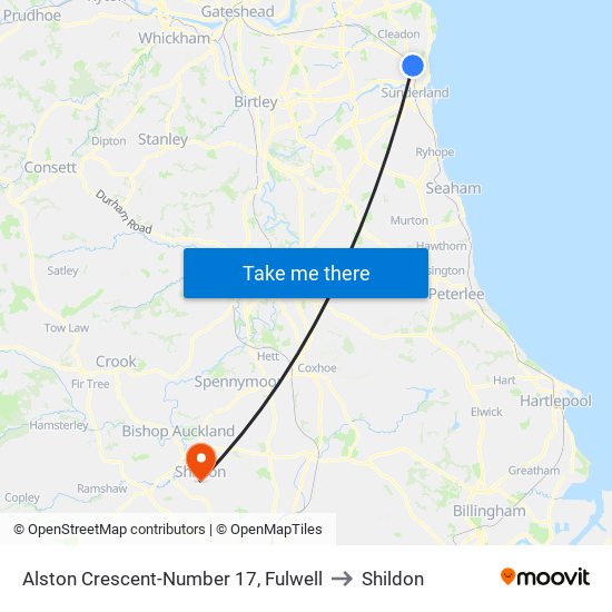 Alston Crescent-Number 17, Fulwell to Shildon map