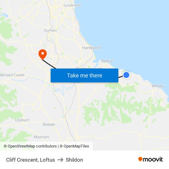 Cliff Crescent, Loftus to Shildon map