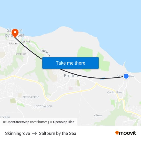 Skinningrove to Saltburn by the Sea map