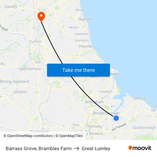 Barrass Grove, Brambles Farm to Great Lumley map