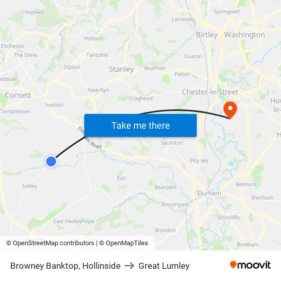 Browney Banktop, Hollinside to Great Lumley map