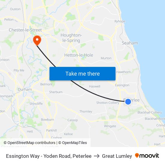 Essington Way - Yoden Road, Peterlee to Great Lumley map