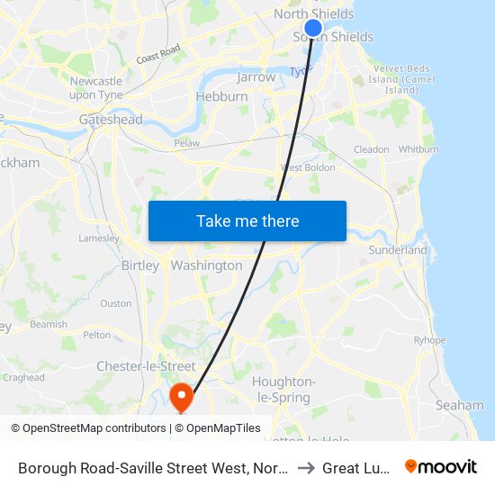 Borough Road-Saville Street West, North Shields to Great Lumley map