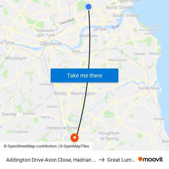 Addington Drive-Avon Close, Hadrian Park to Great Lumley map