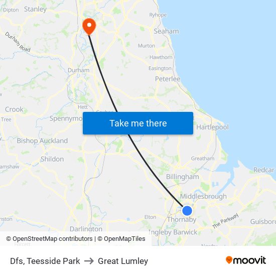 Dfs, Teesside Park to Great Lumley map