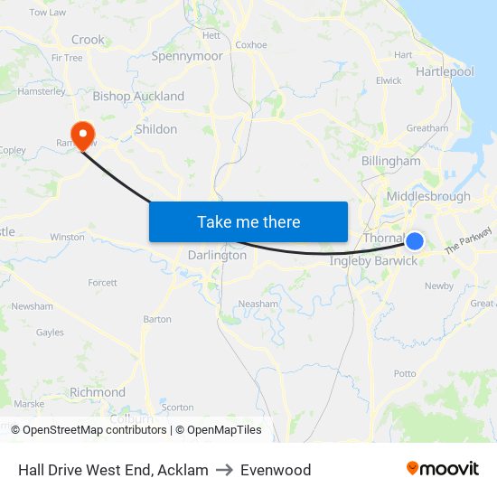 Hall Drive West End, Acklam to Evenwood map