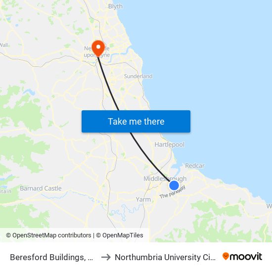 Beresford Buildings, Thorntree to Northumbria University City Campus map