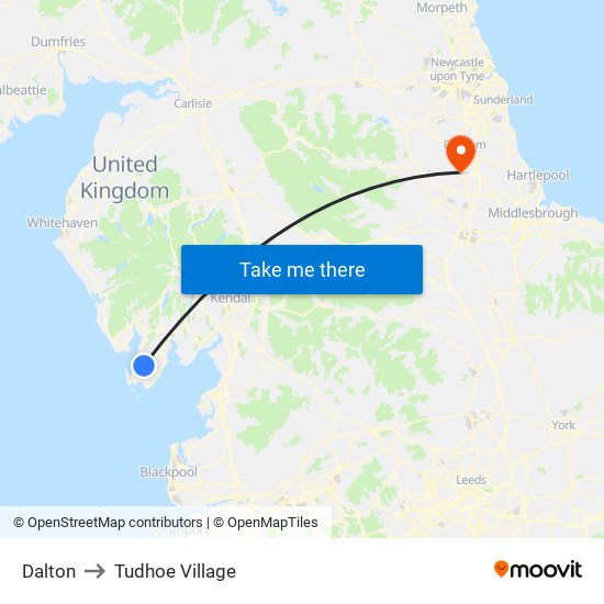 Dalton to Tudhoe Village map