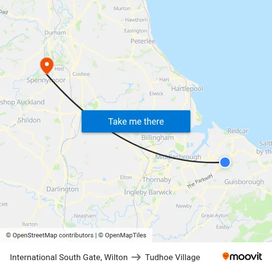 International South Gate, Wilton to Tudhoe Village map