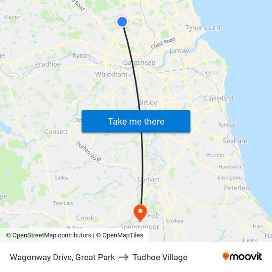 Wagonway Drive, Great Park to Tudhoe Village map