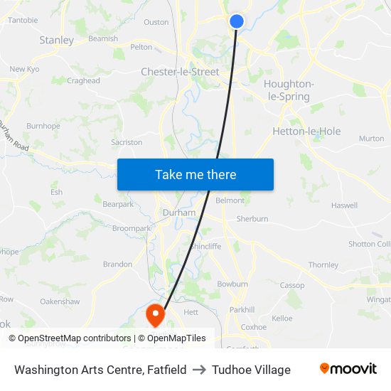 Washington Arts Centre, Fatfield to Tudhoe Village map