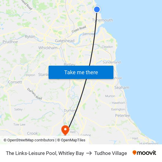 The Links-Leisure Pool, Whitley Bay to Tudhoe Village map