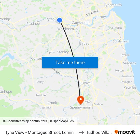 Tyne View - Montague Street, Lemington to Tudhoe Village map