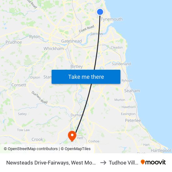 Newsteads Drive-Fairways, West Monkseaton to Tudhoe Village map