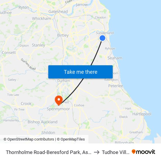 Thornholme Road-Beresford Park, Ashbrooke to Tudhoe Village map