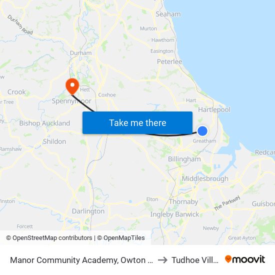 Manor Community Academy, Owton Manor to Tudhoe Village map