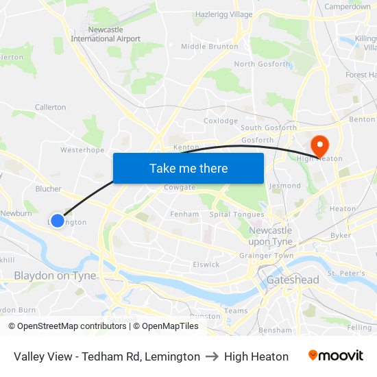 Valley View - Tedham Rd, Lemington to High Heaton map