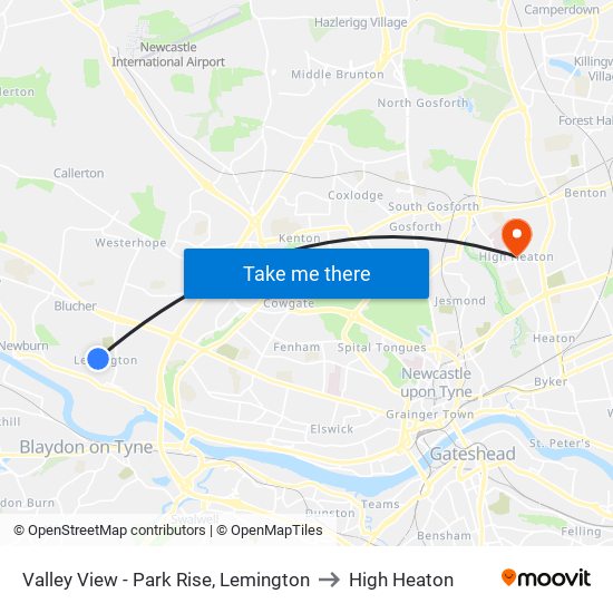 Valley View - Park Rise, Lemington to High Heaton map