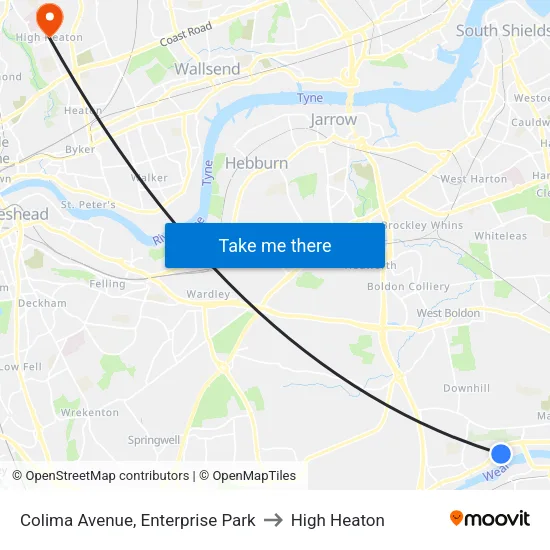 Colima Avenue, Enterprise Park to High Heaton map