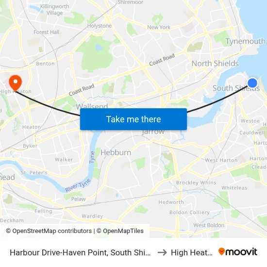 Harbour Drive-Haven Point, South Shields to High Heaton map