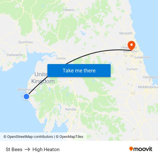 St Bees to High Heaton map