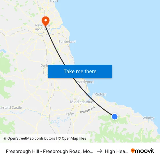 Freebrough Hill - Freebrough Road, Moorsholm to High Heaton map