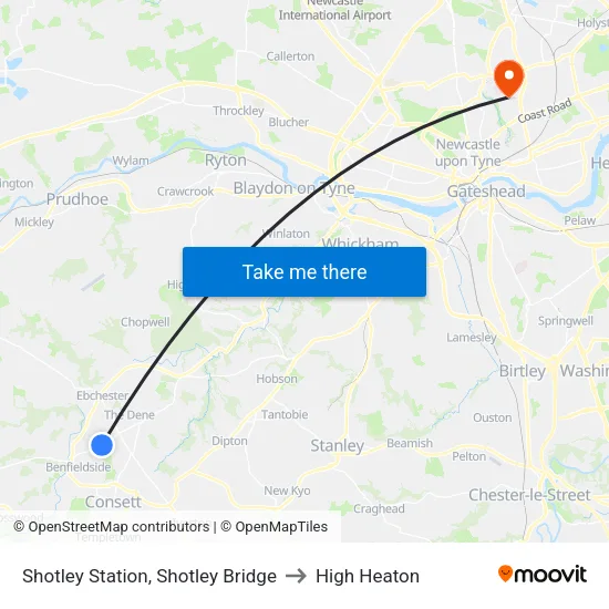 Shotley Station, Shotley Bridge to High Heaton map