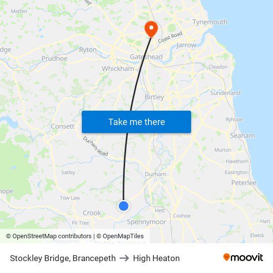 Stockley Bridge, Brancepeth to High Heaton map