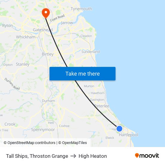 Tall Ships, Throston Grange to High Heaton map