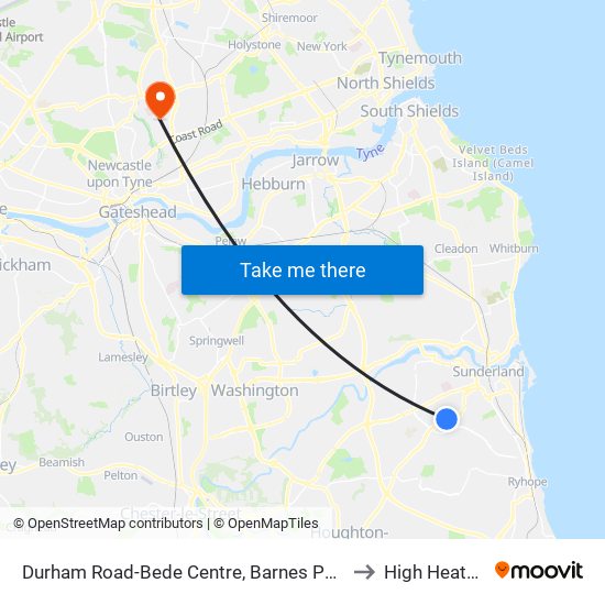 Durham Road-Bede Centre, Barnes Park to High Heaton map