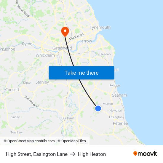 High Street, Easington Lane to High Heaton map