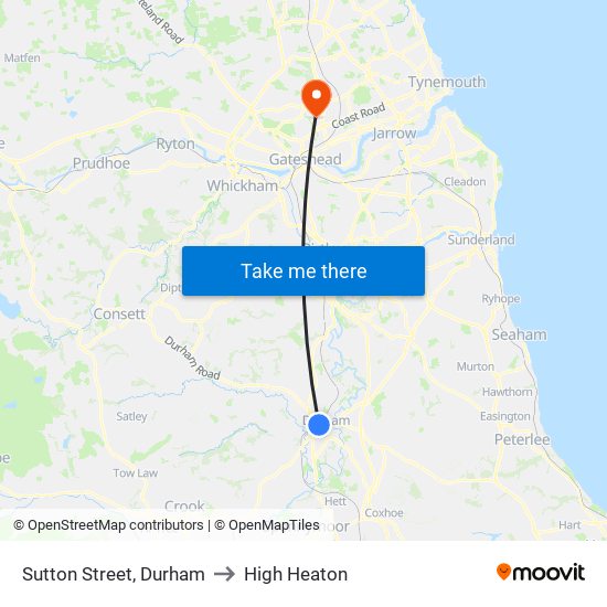 Sutton Street, Durham to High Heaton map