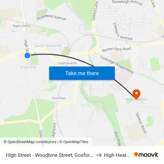 High Street - Woodbine Street, Gosforth to High Heaton map