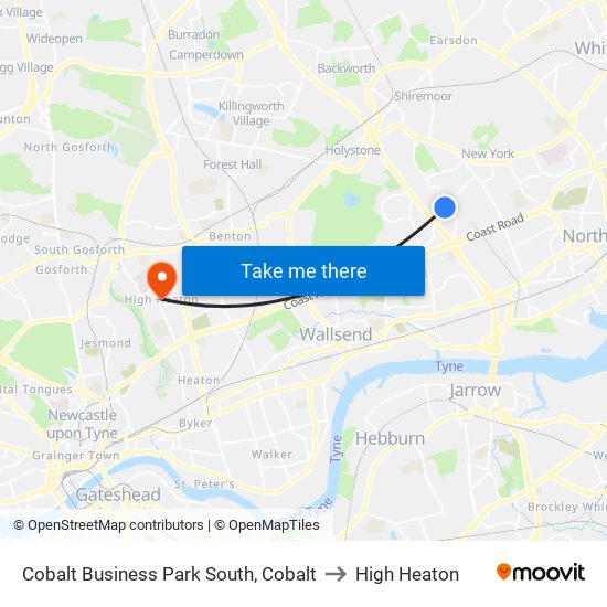 Cobalt Business Park South, Cobalt to High Heaton map