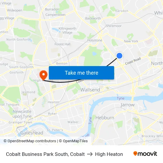 Cobalt Business Park South, Cobalt to High Heaton map