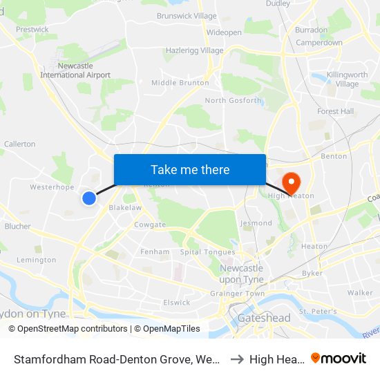 Stamfordham Road-Denton Grove, Westerhope to High Heaton map