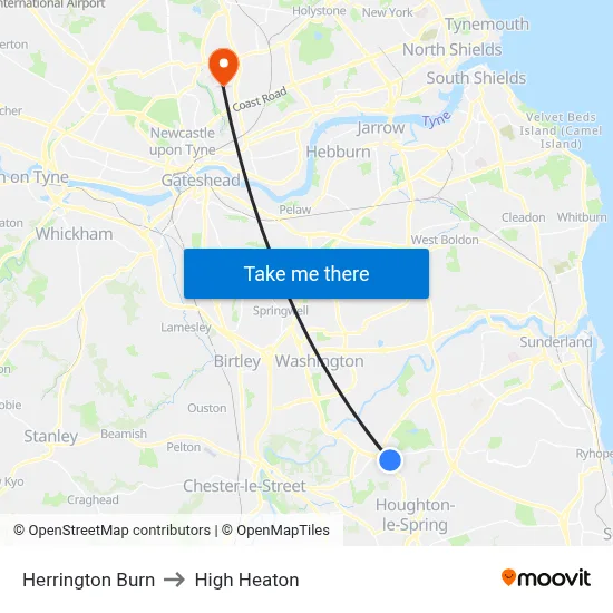 Herrington Burn to High Heaton map