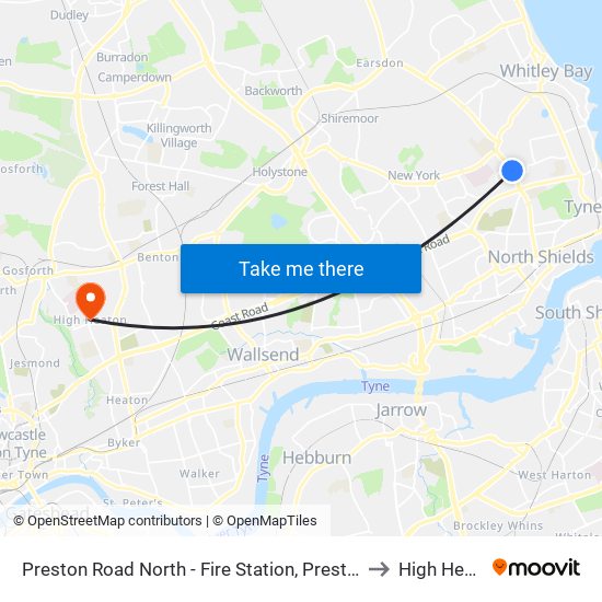 Preston Road North - Fire Station, Preston Grange to High Heaton map