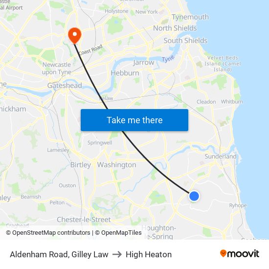 Aldenham Road, Gilley Law to High Heaton map