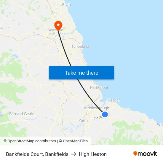 Bankfields Court, Bankfields to High Heaton map